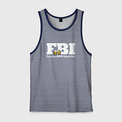 Майка мужская хлопок FBI - beer inspector, цвет: синяя тельняшка