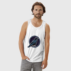 Майка мужская хлопок Ворон черный, цвет: белый — фото 2