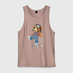 Мужская майка Плюшевый медвежонок летчик