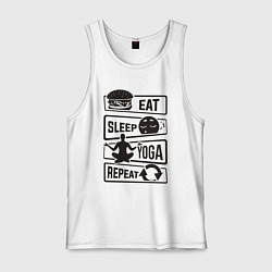 Майка мужская хлопок Eat sleep yoga repeat, цвет: белый