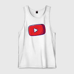 Майка мужская хлопок Кнопка play, цвет: белый