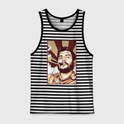 Майка мужская хлопок Эрнесто - портрет, цвет: черная тельняшка