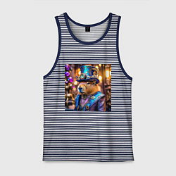 Мужская майка Мем капибара в цилиндре стиль стимпанк