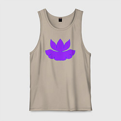 Майка мужская хлопок Узорный лотос с листиком, цвет: миндальный