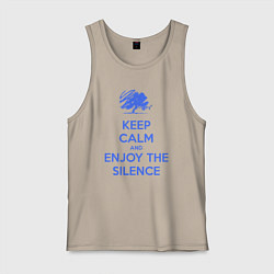 Майка мужская хлопок Keep calm and enjoy the silence, цвет: миндальный