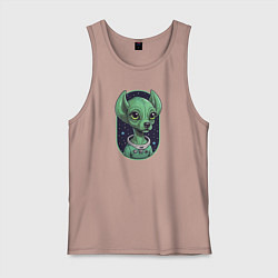 Майка мужская хлопок Собака пришелец, цвет: пыльно-розовый