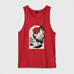 Мужская майка Журавль в японском стиле