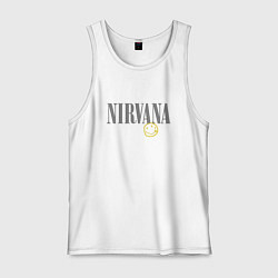 Майка мужская хлопок Nirvana logo smile, цвет: белый