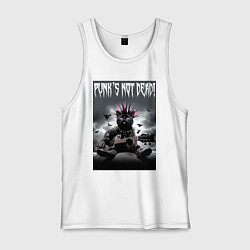 Майка мужская хлопок Cool kitten - punks not dead, цвет: белый