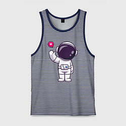 Майка мужская хлопок Hello spaceman, цвет: синяя тельняшка