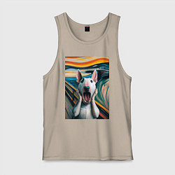 Майка мужская хлопок Булли в картине крик - нейросеть, цвет: миндальный