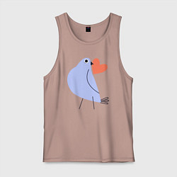 Майка мужская хлопок Голубь с сердечком, цвет: пыльно-розовый