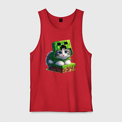 Майка мужская хлопок Kitten creeper collaboration - ai art, цвет: красный