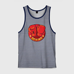 Майка мужская хлопок Boxing fight, цвет: синяя тельняшка