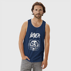 Майка мужская хлопок Slayer rock panda, цвет: тёмно-синий — фото 2