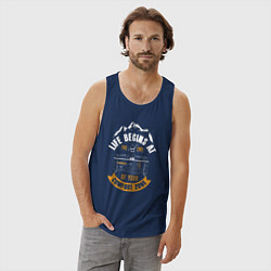 Майка мужская хлопок Life begins at the end of your comfort zone, цвет: тёмно-синий — фото 2