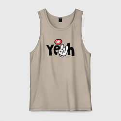 Майка мужская хлопок Oh yeah, цвет: миндальный