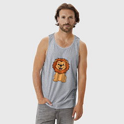 Майка мужская хлопок Весёлый лев, цвет: меланж — фото 2