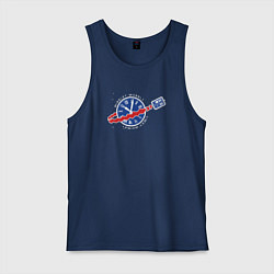 Майка мужская хлопок Тардис и космос, цвет: тёмно-синий