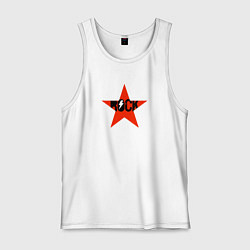 Майка мужская хлопок Rock star red white, цвет: белый