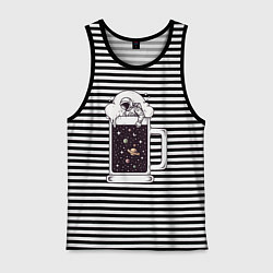 Майка мужская хлопок Космический пивас, цвет: черная тельняшка