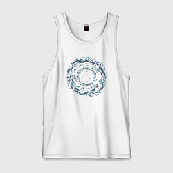 Майка мужская хлопок Стая рыбок, цвет: белый