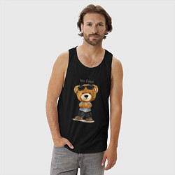 Майка мужская хлопок Плюшевый медвежонок - бесстрашный, цвет: черный — фото 2