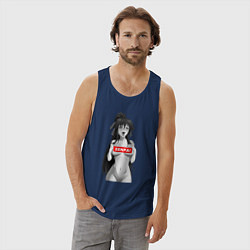 Майка мужская хлопок Ахегао senpai nudity, цвет: тёмно-синий — фото 2