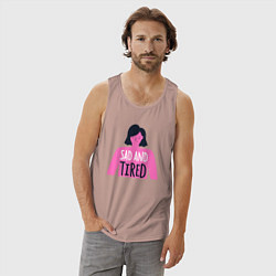 Майка мужская хлопок Грустный и уставший, цвет: пыльно-розовый — фото 2