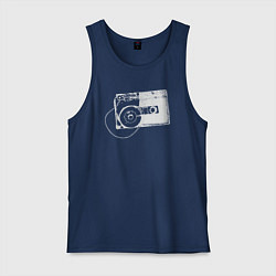 Майка мужская хлопок Кассета и плёнка, цвет: тёмно-синий