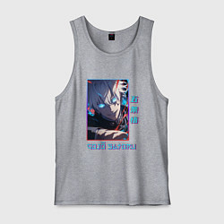 Майка мужская хлопок Портрет Gojo Satoru - Магическая битва, цвет: меланж