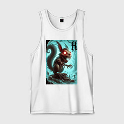 Майка мужская хлопок Жуткая белка - хэллоуин, цвет: белый