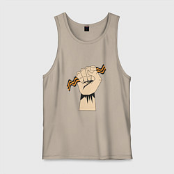 Майка мужская хлопок День победы - 9 мая: Георгиевская ленточка, цвет: миндальный