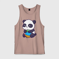 Майка мужская хлопок Панда с мячом, цвет: пыльно-розовый