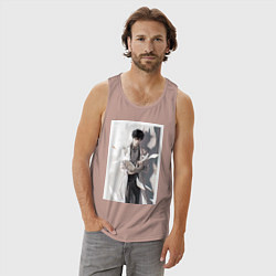 Майка мужская хлопок Всеведущий читатель Ким Докча, цвет: пыльно-розовый — фото 2