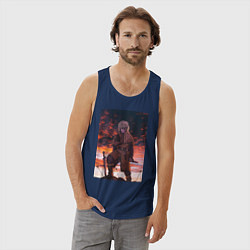 Майка мужская хлопок Сага о Винланде Торфинн исландский воин, цвет: тёмно-синий — фото 2