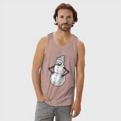 Майка мужская хлопок Злобный снеговик, цвет: пыльно-розовый — фото 2