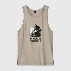 Майка мужская хлопок Кролик ручной работы, цвет: миндальный