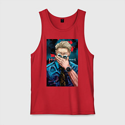 Майка мужская хлопок Магическая битва Кэнто Нанами маг первого класса а, цвет: красный