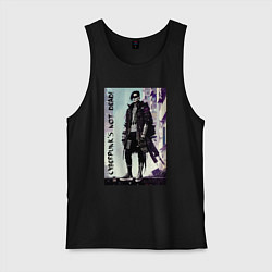 Майка мужская хлопок Cyberpunks not dead - motto ai art, цвет: черный