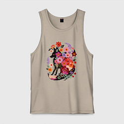 Мужская майка Лиса цветочный силуэт