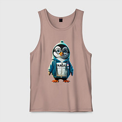 Майка мужская хлопок Мимимишный Пингвинчик, цвет: пыльно-розовый