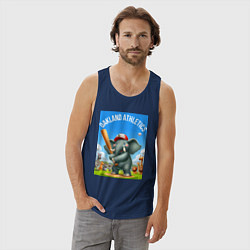 Майка мужская хлопок Elephant - batter Oakland Athletics, цвет: тёмно-синий — фото 2