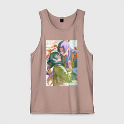 Майка мужская хлопок Монолог фармацевта Жэньши Маомао объятия, цвет: пыльно-розовый