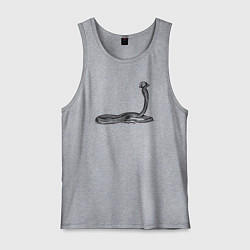 Майка мужская хлопок Кобра в новогодней шапке, цвет: меланж