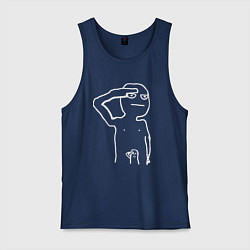 Майка мужская хлопок Мем - всегда готов, цвет: тёмно-синий