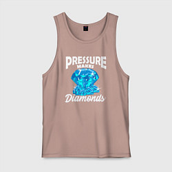 Майка мужская хлопок Pressure makes diamonds, цвет: пыльно-розовый