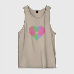 Майка мужская хлопок Сердце из линий, цвет: миндальный