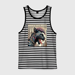 Майка мужская хлопок Cool panther - punks not dead, цвет: черная тельняшка