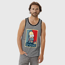 Майка мужская хлопок Homer with donut, цвет: черная тельняшка — фото 2